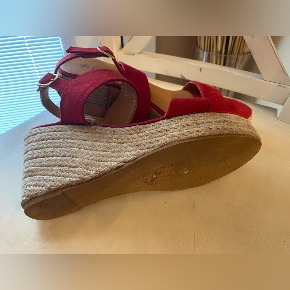 Charlie Paige Summer Strap Red Sandals Espadrilles size 8 - Picture 6 of 9
